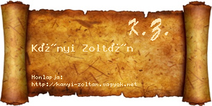 Kányi Zoltán névjegykártya